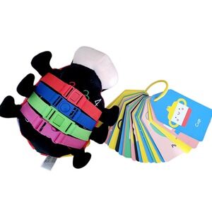 Becky the Ladybug Buckle Toy and Mudpuppy Learning Cards Baby Toddler Montessori